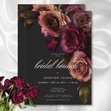 Elegant Moody Rust & Burgundy Floral Bridal Brunch