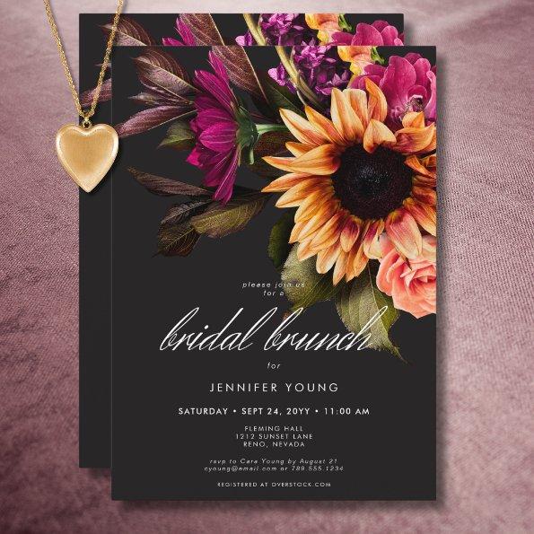 Elegant Moody Vibrant Sunset Floral Bridal Brunch
