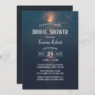 Elegant Moonlight Moon Sea Bridal Shower Invitations