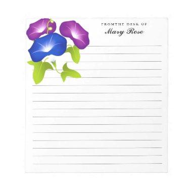 Elegant Morning Glory Flowers Personalized Notepad