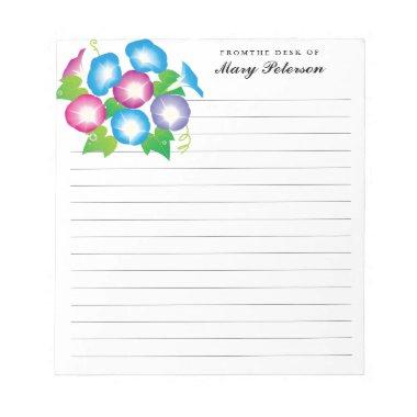 Elegant Morning Glory Flowers Personalized Notepad