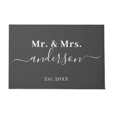 Elegant Mr. And Mrs. Gray Name Script Wedding Doormat
