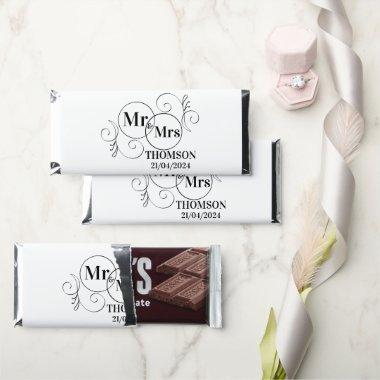 elegant mr and mrs monogram black and white candy hershey bar favors