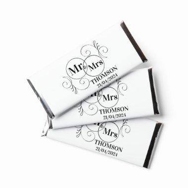 elegant mr and mrs monogram black and white candy hershey bar favors