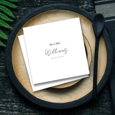 Elegant Mr and Mrs Weddings: Modern Lettered Hand Napkins