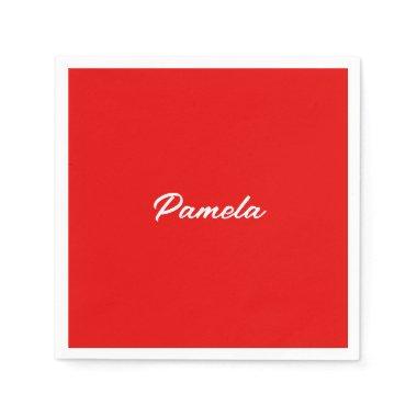 Elegant Name Minimalist Classical Warm Red Napkins