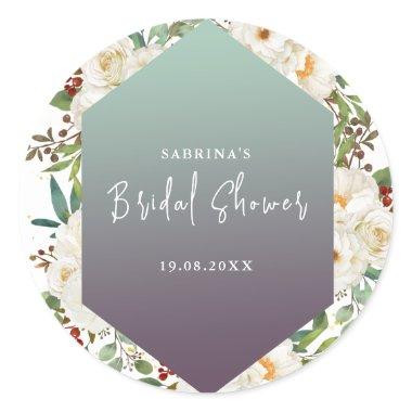 Elegant Natural Rose Peony Floral  Classic Round Sticker