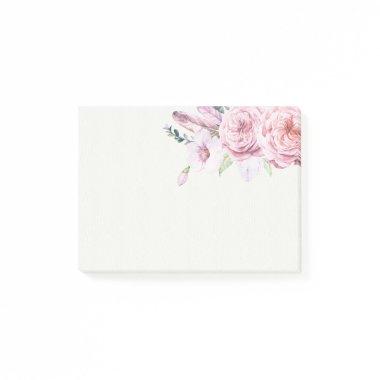 Elegant Natural Watercolor Boho Floral Feather Post-it Notes