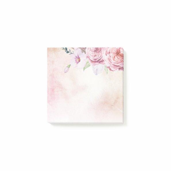 Elegant Natural Watercolor Boho Floral & Feathers Post-it Notes