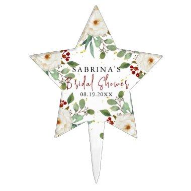 Elegant Natural White Rose Peony  Cake Topper
