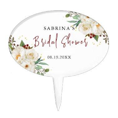 Elegant Natural White Rose Peony  Cake Topper