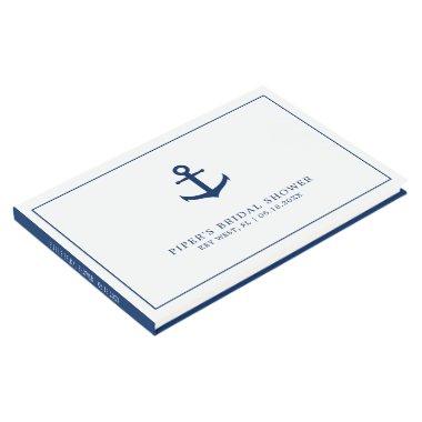 Elegant Nautical Navy Blue Anchor Bridal Shower Guest Book