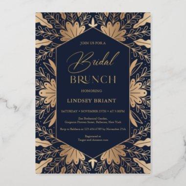 Elegant navy and real gold foil script lettering foil Invitations