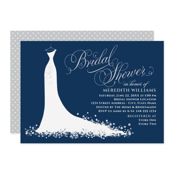 Elegant Navy and Silver Gown