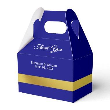 Elegant Navy Blue and Gold Thank You Favor Boxes