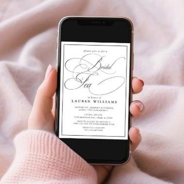 Elegant Navy Blue Calligraphy Formal Bridal Tea