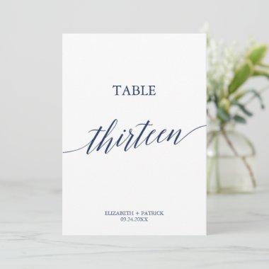Elegant Navy Calligraphy Table 13 Table Number