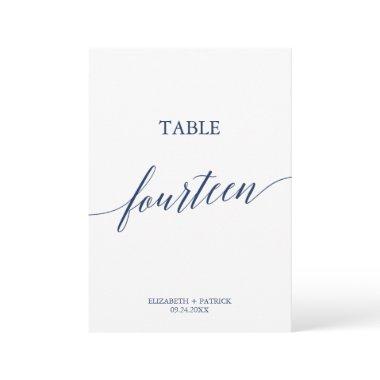 Elegant Navy Calligraphy Table 14 Table Number