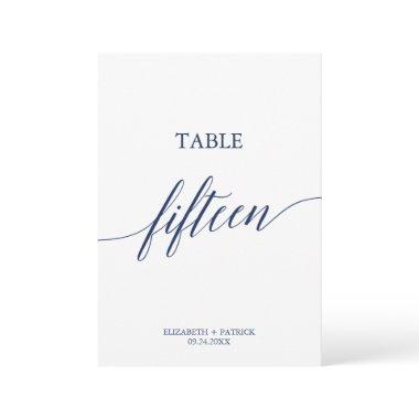 Elegant Navy Calligraphy Table 15 Table Number