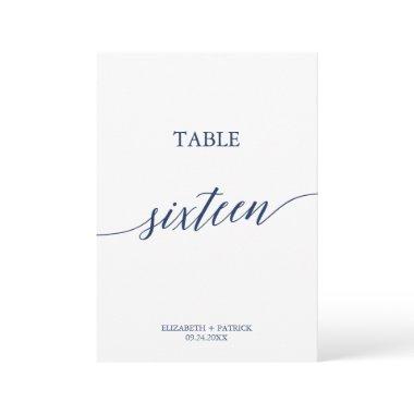 Elegant Navy Calligraphy Table 16 Table Number