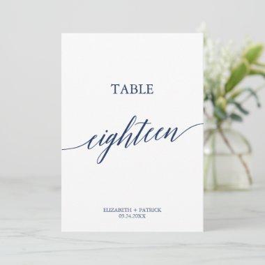 Elegant Navy Calligraphy Table 18 Table Number