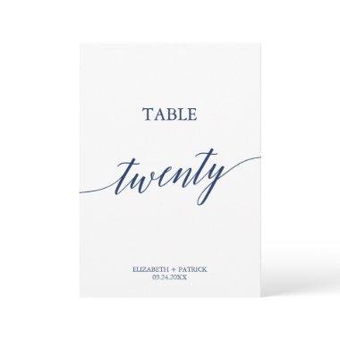 Elegant Navy Calligraphy Table 20 Table Number