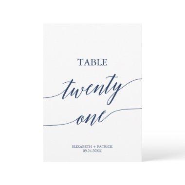 Elegant Navy Calligraphy Table 21 Table Number