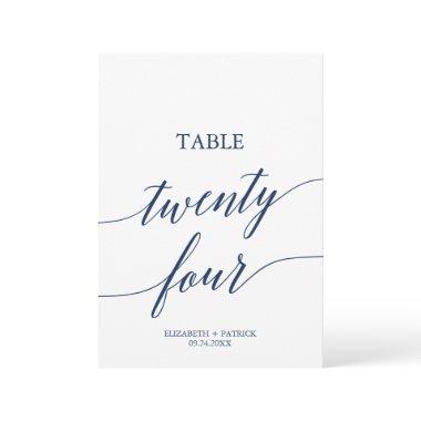 Elegant Navy Calligraphy Table 24 Table Number