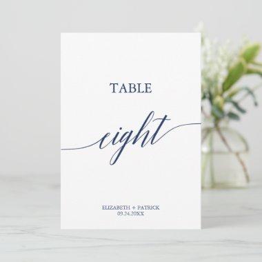 Elegant Navy Calligraphy Table Eight Table Number