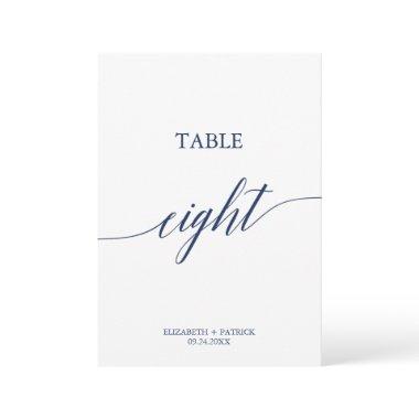 Elegant Navy Calligraphy Table Eight Table Number