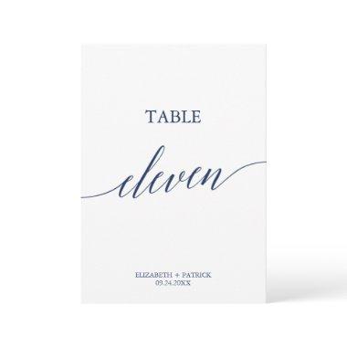 Elegant Navy Calligraphy Table Eleven Table Number