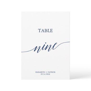Elegant Navy Calligraphy Table Nine Table Number