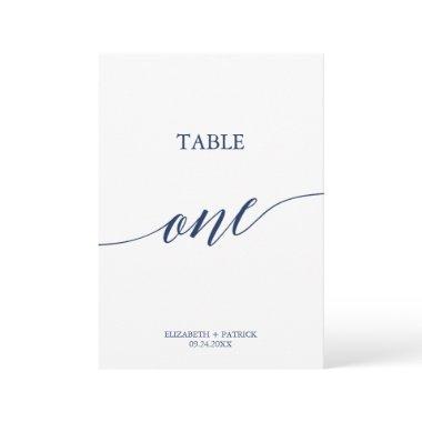 Elegant Navy Calligraphy Table One Table Number