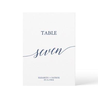 Elegant Navy Calligraphy Table Seven Table Number