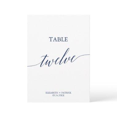 Elegant Navy Calligraphy Table Twelve Table Number