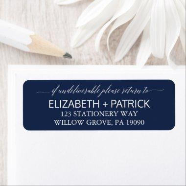 Elegant Navy Calligraphy Wedding Label