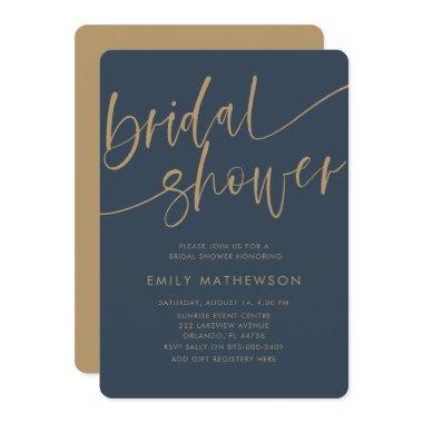 Elegant Navy Faux Gold Typography