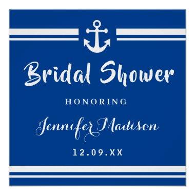 Elegant Navy Nautical anchor  Poster
