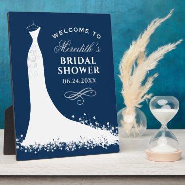 Elegant Navy Wedding Gown Bridal Shower Welcome Pl Plaque