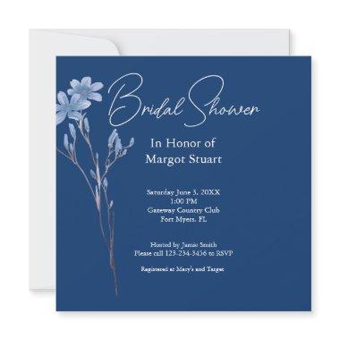 Elegant Navy Wildflower White Script