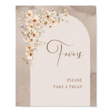 Elegant neutral tan wildflowers boho arch Favors Poster