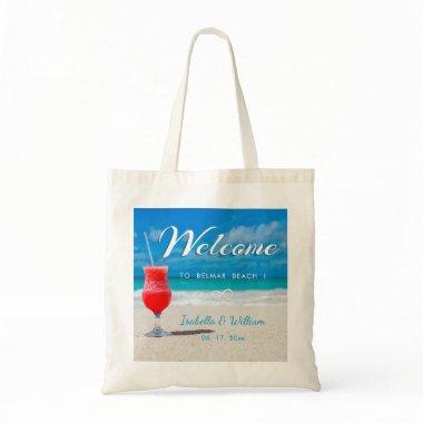 Elegant Ocean Beach Wedding Drink Welcome Favor Tote Bag