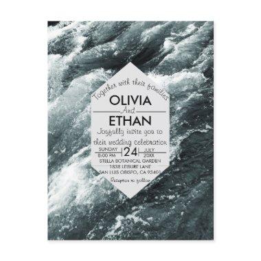 Elegant ocean blue waves Invitation Post
