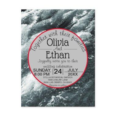 Elegant ocean blue waves Invitation post