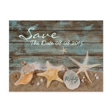 elegant ocean seashells beach save the date announcement postInvitations