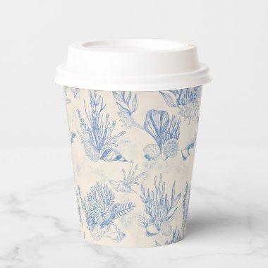 Elegant oceane blue toile paper cups