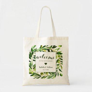 Elegant Olive Boho Garden Wedding Welcome Favour Tote Bag