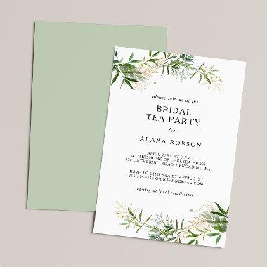 Elegant Olive Greenery Bridal Tea Party Invitations