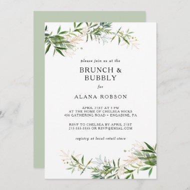 Elegant Olive Greenery Brunch and Bubbly Shower In Invitations