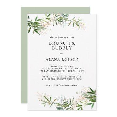 Elegant Olive Greenery Brunch and Bubbly Shower In Invitations